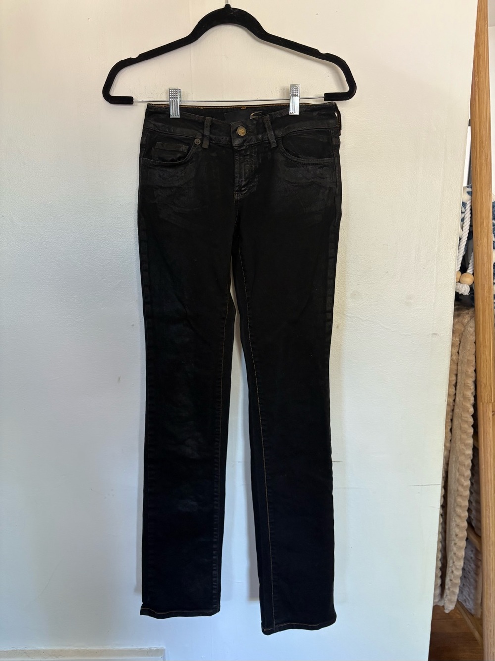 Just Cavalli Black Waxed Ittierre Straight Slim - Size: US 25 IT 39